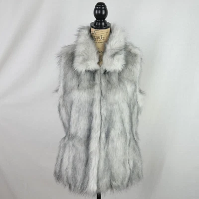 Chaleco de piel sintética para mujer White House Black Market talla L crudo con gancho/ojo negro $199 Foto 1 de 4