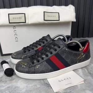 GUCCI Ace Web GG Supreme Monograma Tigre Lona Gris Cuero 7 G 7.5 EE. UU. 41 EUR - Imagen 1 de 23