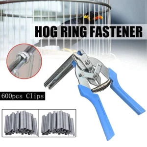Hog Ring Pliers + 600Pcs M Clips Poultry Bird Cage Fasten Pliers Kit Repair Tool - Picture 1 of 14