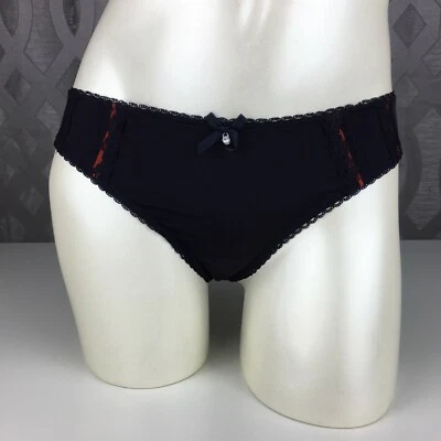 ALEGRO Navy Blue w/ Orange Thong Panty Lingerie with Lace Detail - 9007B - Image 1 of 4