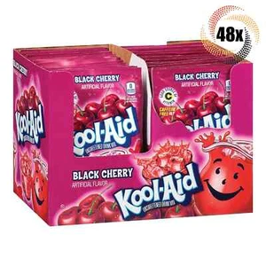 Full Box 48 ct Packets Kool-Aid Black Cherry Soft Drink Mix | Caffeine Free | - Picture 1 of 1