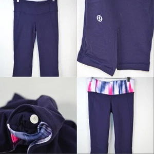 Lululemon Crop Capri Leggings Color Women’s Size 6 Reversible Navy Blue - Picture 1 of 7
