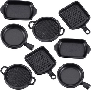 8Pcs 1:12 Dollhouse Metal Miniature Pots Pans Mini Cookware Kitchen Accessories - Picture 1 of 10