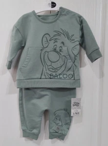 Disney Baby Unisex 0-3 Months Green Jungle Book Sweatshirt Top & Joggers 2pc Set - Picture 1 of 7