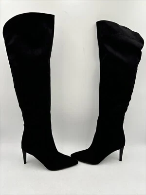 Botas Kendall & Kylie ZANNA de tela negra punta cremallera lateral sobre la rodilla, 6,5 M Foto 1 de 4