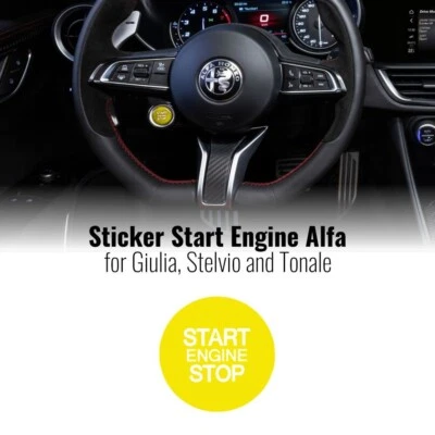 Adesivi Start Engine per Alfa Romeo Giulia Stelvio e Tonale, Giallo, Set da 2 - Immagine 1 di 4