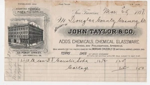 1897 San Francisco Billhead John Taylor & Co Säuren, Chemikalien, Schulapparat - Bild 1 von 1