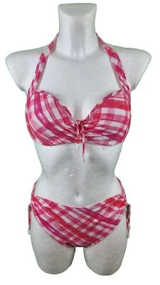 Lidea Bikini Größe 36 B, C, D - 38 D Cup Bademode Rosa Weiß Neckholderbikini - Bild 1 von 4