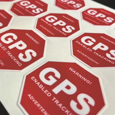 PACK 13 pegatinas laminadas disuasivas de robo de advertencia de seguimiento GPS de alta calidad Foto 1 de 4
