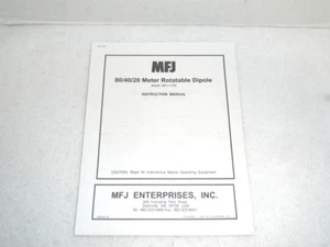 MFJ 80/40/20 Meter Rotatable Dipole Model MFJ-1785 Instruction Manual Ham Radio - Picture 1 of 2