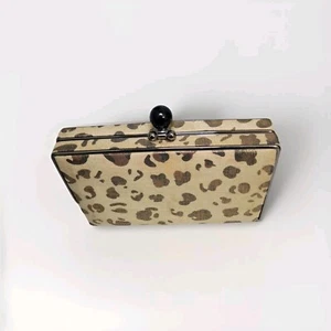 Classy Nine West Vintage Cheetah Animal Leather Print Clutch Purse Retro Glam - Picture 1 of 19