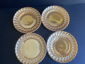 "Juego de 4 platos de postre vintage Anchor Hocking Fire King melocotón brillo remolino 7""" - Imagen 1 de 5