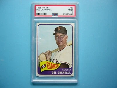 1965 TOPPS MLB BASEBALL CARD #68 DEL CRANDALL PSA 9 MINT SHARP+ GL - Image 1 of 2