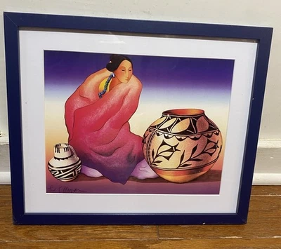 Litografía RC Gorman Thistle Jar firmada y enmarcada Foto 1 de 4