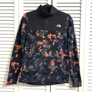 The North Face Mujer Cuarto Cremallera Polar Negro Naranja Estampado Acogedor Suave Talla S - Imagen 1 de 10