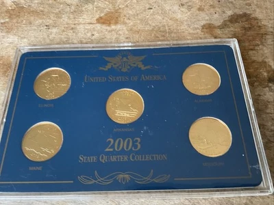 "24 KT Gold Plated" 2003 United States 🪙 State Quarter Collection | Set of 5 P - Image 1 of 4