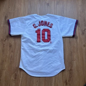 Camiseta de los Atlanta Braves Chipper Jones #10 de colección majestuosa blanca grande MLB - Imagen 1 de 8