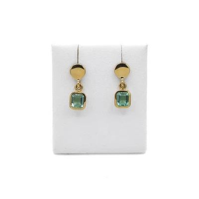 1 Paar Ohrhänger mit kolumbianischen Smaragden 1,12 ct. in 18 Kt. 750 Gold - Bild 1 von 4