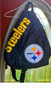 Steelers Fútbol Bookbag Bandolera Un Hombro Bolso Oficial Nuevo Con Etiquetas Negro  - Imagen 1 de 6