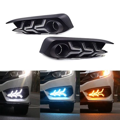2x LED Tagfahrlicht DRL Nebelscheinwerfer mit Blinker Für 2016-2018 Honda Civic - Bild 1 von 4