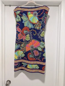 Trina Turk Etuikleid U-Boot Ausschnitt bunt Paisley Blumen Mod Stretch Mini 4 - Bild 1 von 7