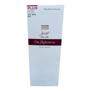 2pr Hanes Silk Reflections Plus OS Knee Highs Enhanced Toe Pearl Style 00P19 - Picture 1 of 2