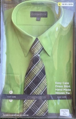 全新 男式 棉混纺 正装 衬衫 带领带 大号 16-16.5 尺寸 32-33 — 第 1/4 张图片