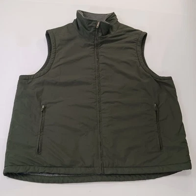 L.L. Bean Men’s Fleece Lined Green Nylon Full Zip Vest (0WY07) Size XL Regular - Image 1 of 4