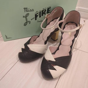 Women 6.0US Miss L-Fire Strapped High Heels From Japan black white leather - Picture 1 of 16