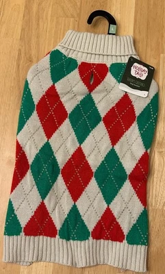 Holiday Tails Season’s Greetings Diamond Argyle Sweater, L - Image 1 of 4