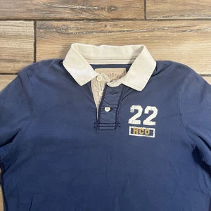 Hollister Blue  Rugby Thick Long Sleeve Shirt Y2K Size XL VTG Fade - Picture 1 of 11