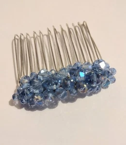 Blauer Kristall Haarkamm, Braut, Brautjungfer, Abschlussball, Kristall Haarschmuck - Bild 1 von 2