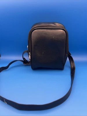 Vintage Black Leather Camera Bag With Shoulder Strap FREE SHIPPING - Image 1 of 4
