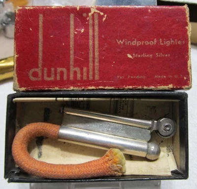 Encendedor Dunhill de plata de ley con caja e instrucciones Foto 1 de 4