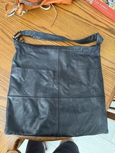 BORSA HOBO BORSA A TRACOLLA IN PELLE GRIGIA INVECCHIATA TOTE usata buona foto check - Foto 1 di 11