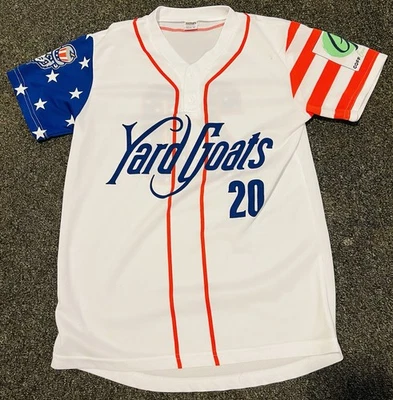Camiseta deportiva de béisbol MILB Hartford Yard Goats Pull Over 2 botones #20 juvenil XL SGA Foto 1 de 4