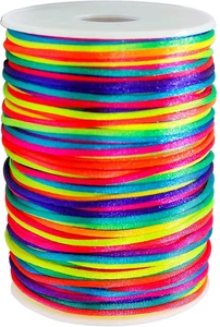 Rainbow Colors 2Mm X 100 Yards Satin Nylon Trim Cord, Rattail, Chinese Knot, Kum - Picture 1 of 12