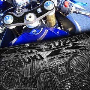 Handle Yoke Cover Perforated Black+8" 3D Logo+2-Tone Emblem Sticker GSXR 600/750 - Picture 1 of 10