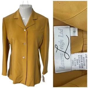 Laura Leigh Blazer Womens 6 Gold Yellow Jacket Office Casual Work Minimalist - Picture 1 of 15