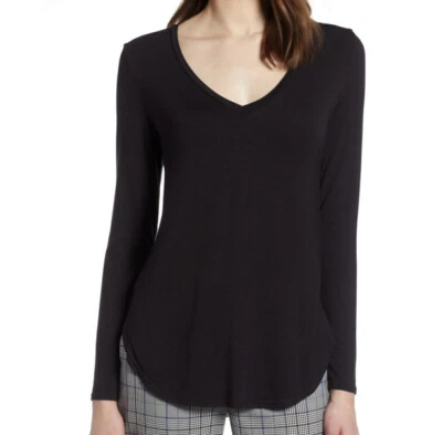 NWT HALOGENR Womens V-neck Tunic In Black Size XS - Image 1 of 2