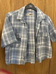 Neu Damengröße 8 kurzes kurzes kurzes blau & weiß geknöpftes Kurzarmhemd TOPSHOP - Bild 1 von 5