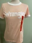 Wrangler Ladies Peach, White Logo T Shirt Size M New