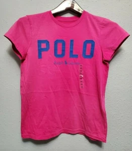 POLO RALPH LAUREN EMBROIDERED POLO APPLIQUE WOMENS PINK CREWNECK T-SHIRT SZ:XS - Picture 1 of 3