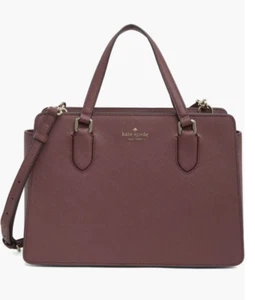 NWT Kate Spade Laurel Way Reese Leather Satchel Bag $399 Cherry wood - Afbeelding 1 van 14