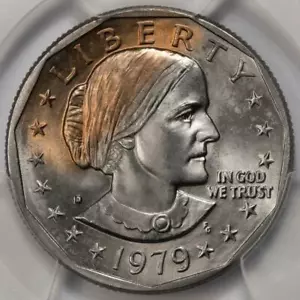 1979 D PCGS MS65 Improperly Annealed Planchet SBA Dollar Mint Error Copper Spot - Picture 1 of 4