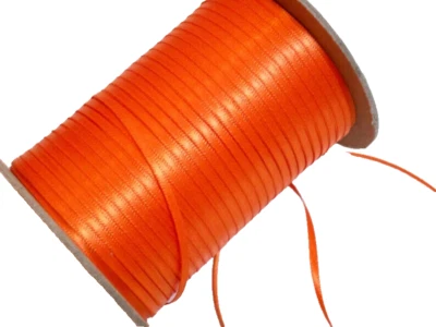Offray Torrid Orange Double Face Satin Ribbon 1/8 inch wide x 10 yards B4 - Image 1 of 3
