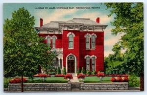 Postcard IN 1946 Indianapolis Home Of James Whitcomb Riley Linen N7 - Picture 1 of 2