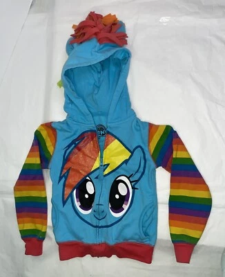 Toddlers My Little Pony M 5-6 Blue Rainbow Winged Pony Hoodie READ CONDITION - Image 1 of 4