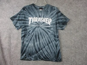 Thrasher Magazine Shirt Men's Medium Tie Dye Gray Black Skateboarding Distressed - Picture 1 of 19