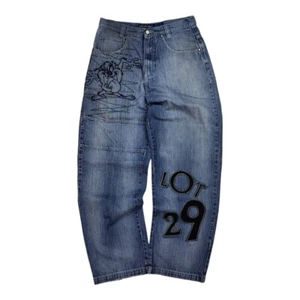 Vintage Lot 29 Luxe Looney Tunes Taz Baggy Blue Jeans W33 L32 - Picture 1 of 10